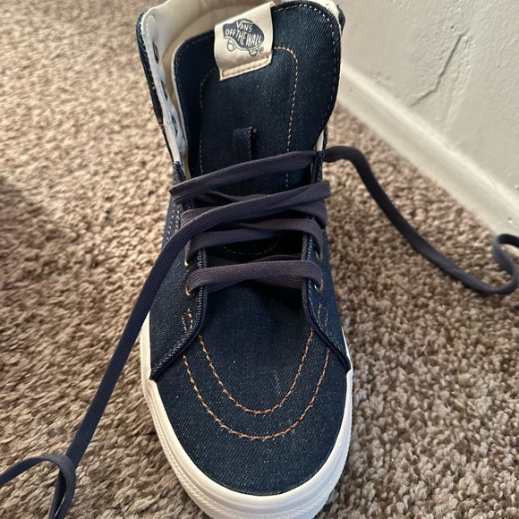 Vans x Madewell Sk8-Hi Denim high top sneakers! Size 8.5 Worn Once! Like New! - Picture 4 of 5